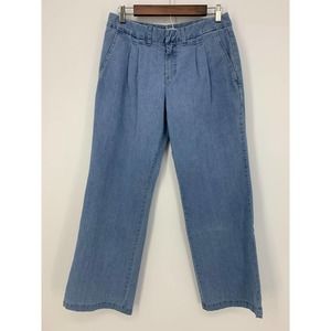 Chadwicks Classics Womens 8 P Light Wash Wide Leg Pleated Jeans Trousers Retro